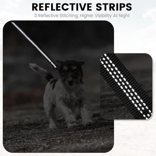 Alt view image 5 of 7 - Dog Leash for Small to Medium Dogs 6 ft with 3 Reflective Stitching and 2 Traffic Padded Handles Dog Lead/Rope, Pet Leash for Running Walking Training (6 ft x 0.6 in - Blue 1 Pack)