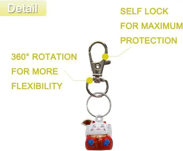 Alt view image 3 of 6 - 6 Pack Lucky Cat Collar Bells Loud Dog Collar Bells for Potty Training Necklace Pendant with Free Clips Key Rings White Red and Yellow
