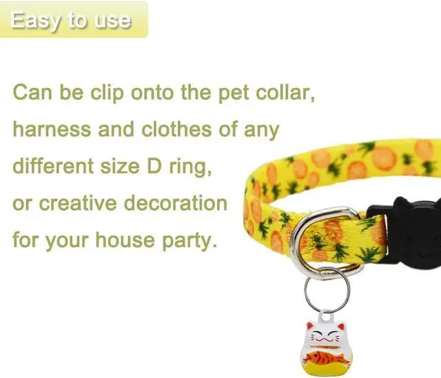 Alt view image 5 of 6 - 6 Pack Lucky Cat Collar Bells Loud Dog Collar Bells for Potty Training Necklace Pendant with Free Clips Key Rings White Red and Yellow