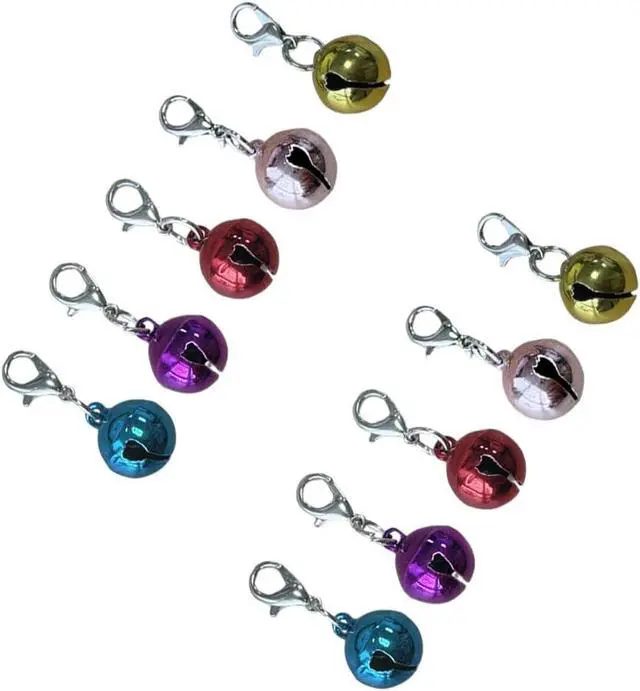 Alt view image 3 of 5 - 50PCS Pet Collar Bells, Colorful Metal Round Charms with Clasps for Dogs, Cats, Kittens and Small Animals Loud Crisp Sound Jingle Bells for Christmas Decor and Accessories