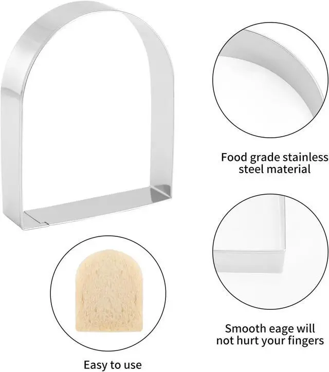 Alt view image 2 of 6 - Arched Cookie Cutter Set ANCKNE 4 piece geometric cookie cutter molds - Stainless steel from 2 to 5 inches, Cake Cutters for Kitchen Baking