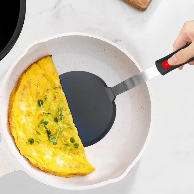 Alt view image 4 of 7 - Silicone Pancake Spatula Turner with Lengthened Handle, Heat Resistant Cooking Spatulas for Nonstick Cookware, Large Flexible Kitchen Utensils BPA Free Rubber Flipper for Egg, Pancake, Fish, Burger
