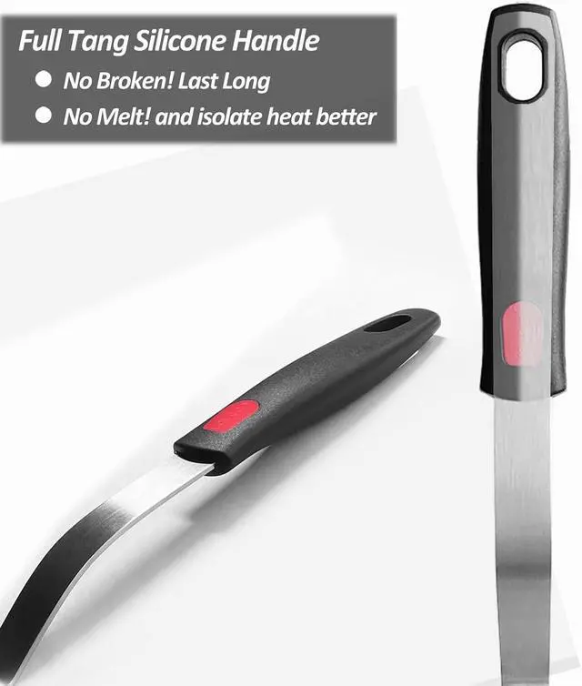 Alt view image 5 of 7 - Silicone Pancake Spatula Turner with Lengthened Handle, Heat Resistant Cooking Spatulas for Nonstick Cookware, Large Flexible Kitchen Utensils BPA Free Rubber Flipper for Egg, Pancake, Fish, Burger