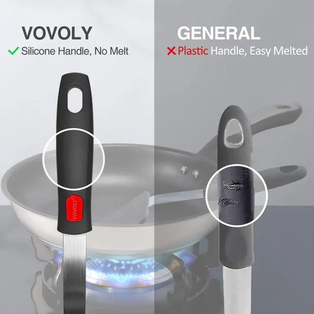 Alt view image 6 of 7 - Silicone Pancake Spatula Turner with Lengthened Handle, Heat Resistant Cooking Spatulas for Nonstick Cookware, Large Flexible Kitchen Utensils BPA Free Rubber Flipper for Egg, Pancake, Fish, Burger