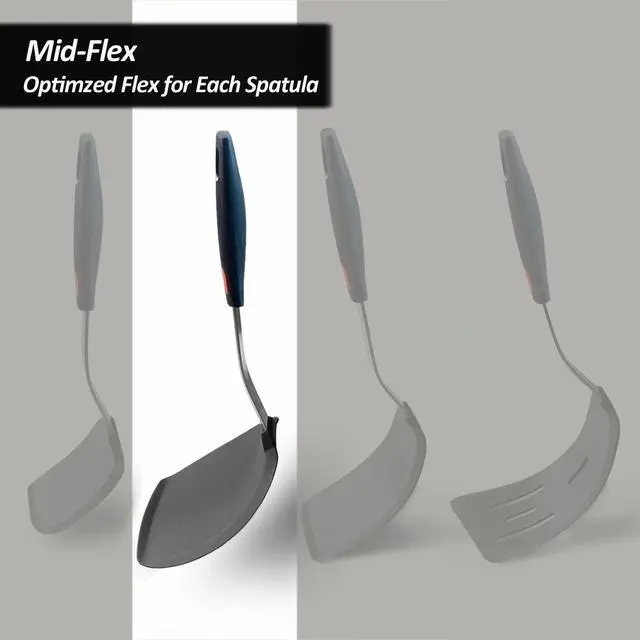 Alt view image 7 of 7 - Silicone Pancake Spatula Turner with Lengthened Handle, Heat Resistant Cooking Spatulas for Nonstick Cookware, Large Flexible Kitchen Utensils BPA Free Rubber Flipper for Egg, Pancake, Fish, Burger