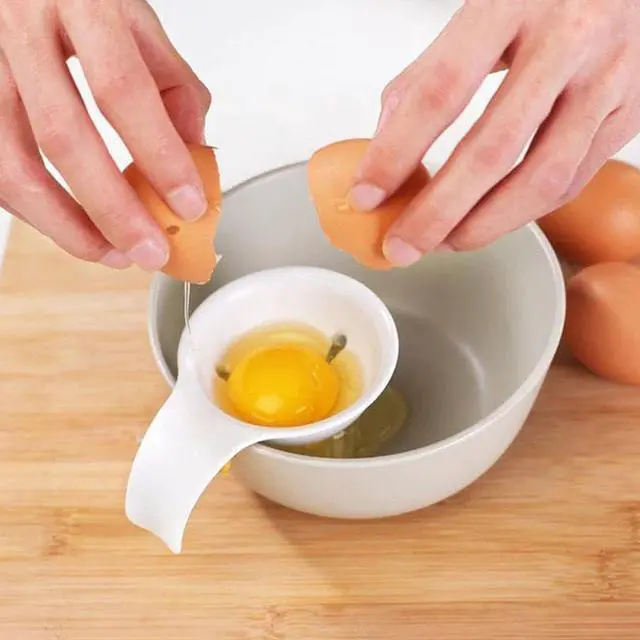 Alt view image 2 of 7 - Egg Yolk Separator for Raw Eggs, Plastic, White, 2 Pack, Strainer for Baking Cakes