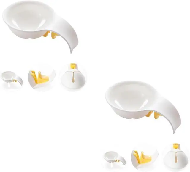 Main image of Egg Yolk Separator for Raw Eggs, Plastic, White, 2 Pack, Strainer for Baking Cakes