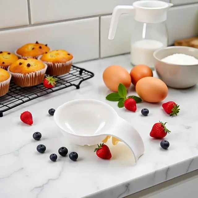 Alt view image 7 of 7 - Egg Yolk Separator for Raw Eggs, Plastic, White, 2 Pack, Strainer for Baking Cakes