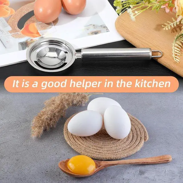 Alt view image 7 of 7 - 2 Pcs Egg Yolk Separator, Egg Separator for Raw Eggs Stainless Steel Tool Eggs whites for Cooking Baker fitness Yolk Divider Extractor with Handles for Protection Separation Tools