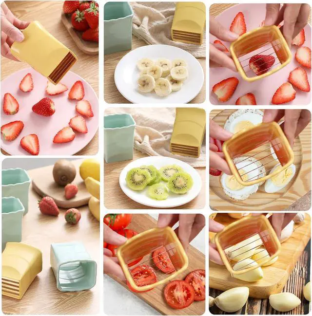 Alt view image 5 of 7 - 2 Pack Cup Slicers Egg, Banana, Strawberry Cutter for Salad