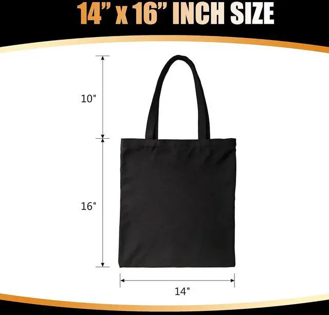 Alt view image 4 of 7 - Canvas Zipper Tote Bag, 14"x16", Black, Plain, Zippered, Bulk