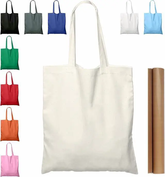 Main image of NPBAG 2 | 5 | 15 | 25 | 50 Pack 15'' X 16'' Natural Cotton Tote Bags, Lightweight Blank Bulk Cloth bags with 1pc of PTFE Teflon Sheet (2-Pack)