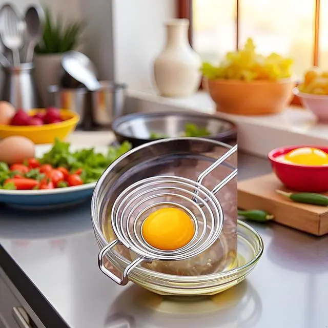 Alt view image 3 of 7 - Silver Egg Separator, Yolk White Separator Tool, Food Grade Stainless Steel Egg Divider Egg Sieve Egg Extractor, Kitchen Gadget Cooking Baking Tool, Dishwasher Safe Specialty Tools