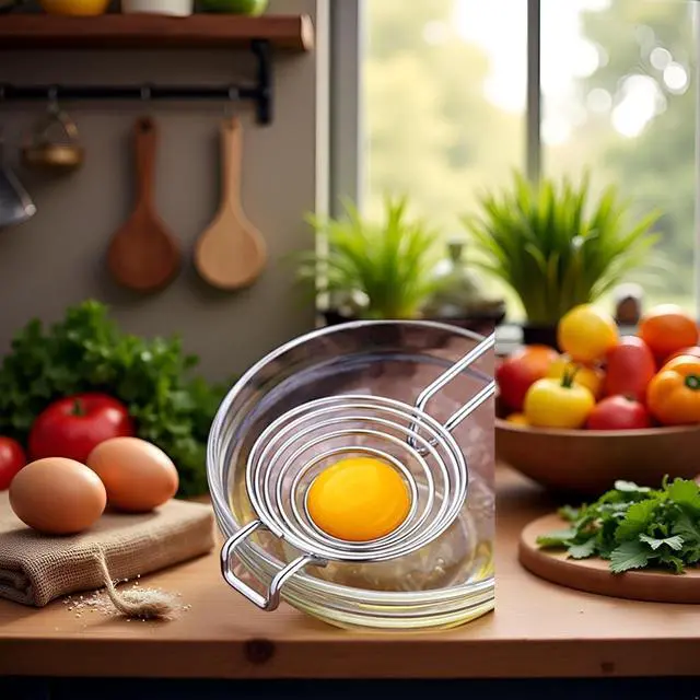 Alt view image 6 of 7 - Silver Egg Separator, Yolk White Separator Tool, Food Grade Stainless Steel Egg Divider Egg Sieve Egg Extractor, Kitchen Gadget Cooking Baking Tool, Dishwasher Safe Specialty Tools
