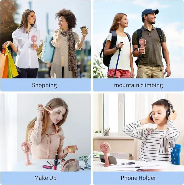 Alt view image 6 of 7 - Jancane Handheld Fan, Portable Fan, 4000mAh Rechargeable Personal Fan, 10H Battery, Strong Wind, Small & Powerful, Cute Design for Travel, Makeup, Girls Women Summer Travel Essential Gift