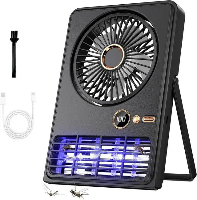Main image of Wisely Desk Fan, Portable Rechargeable Fan Strong Wind Ultra Quiet Small Personal Fan with 90° Tilt Folding and 5 Speeds Adjustable, Type-C Charging Powered for Office Desktop Bedroom Camping(Black)