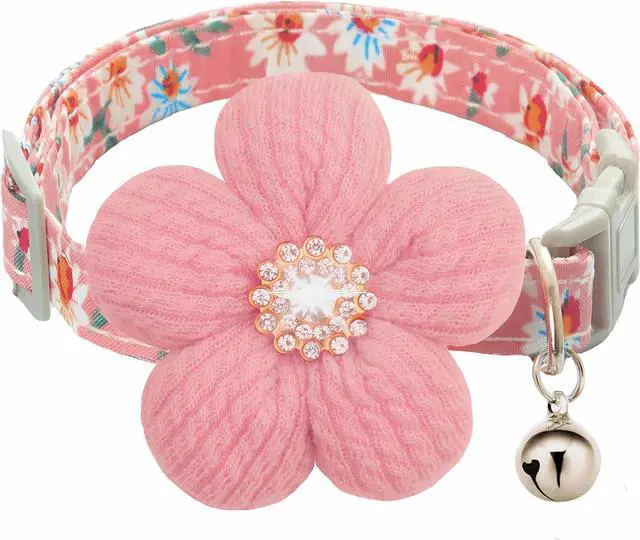 Main image of Small Dog Collar with Flower, Spring Dog Collar for Girl Dog Collars for Small Dogs Cute Dog Collar with Bell, Adjustable Length