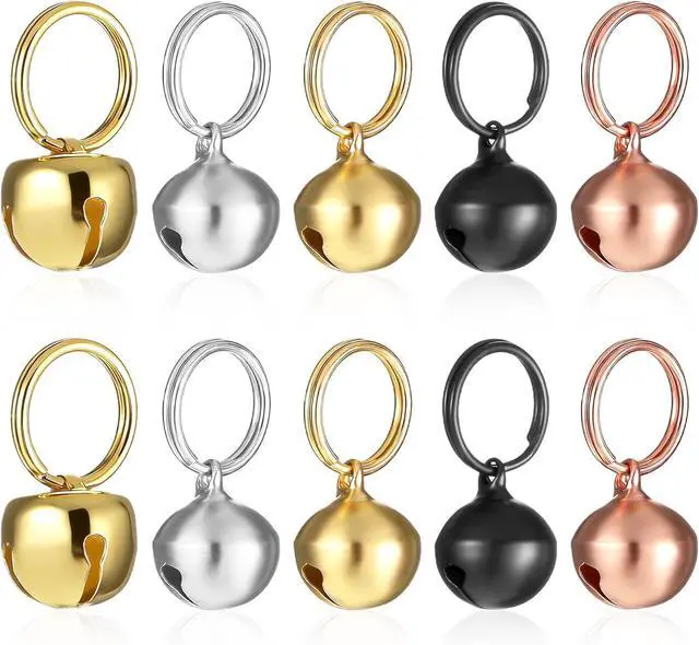 Main image of 10 Pcs Small Bell for Dog Collar, 1/2 Inch Dog Bells, Pet Dogs and Cats Collar Bells for Puppy Collars, Pet Collar Accessories, Secure Attachment, Clear Ringing Sound