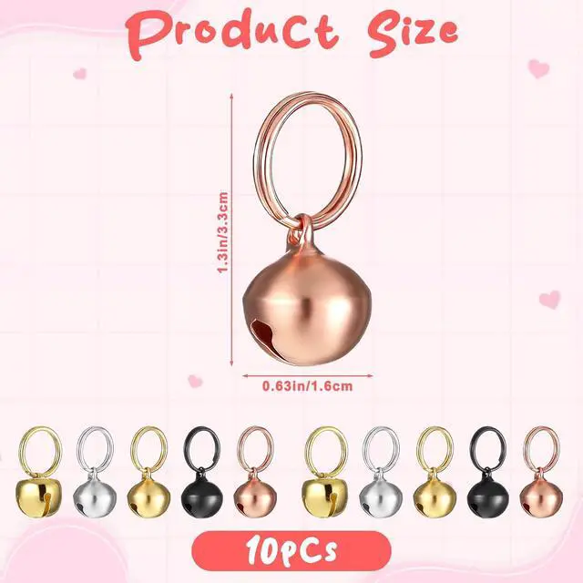Alt view image 2 of 7 - 10 Pcs Small Bell for Dog Collar, 1/2 Inch Dog Bells, Pet Dogs and Cats Collar Bells for Puppy Collars, Pet Collar Accessories, Secure Attachment, Clear Ringing Sound