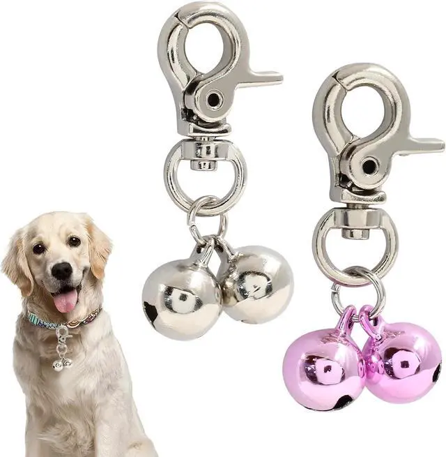 Main image of Waziaqoc Bells for Cat Collars, Silver & Pink, 2 PCS | Dog Pendant Bells, Pet Jingle Bells, Training Charm Pendant, Jewelry Accessories for Collar Necklace