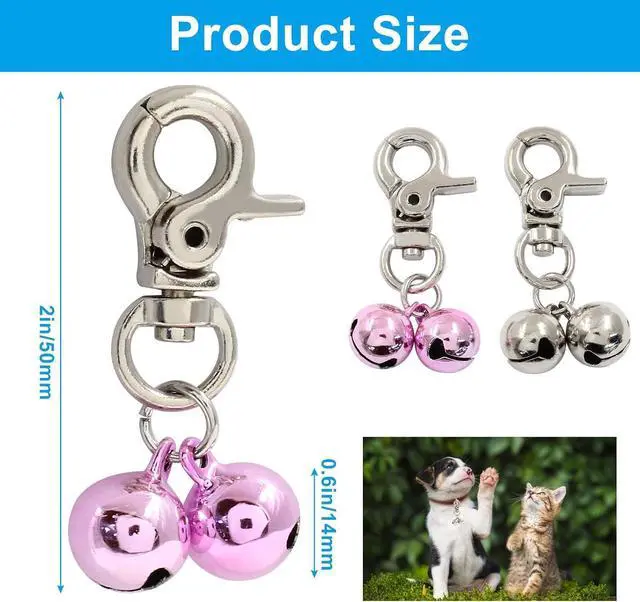 Alt view image 3 of 4 - Waziaqoc Bells for Cat Collars, Silver & Pink, 2 PCS | Dog Pendant Bells, Pet Jingle Bells, Training Charm Pendant, Jewelry Accessories for Collar Necklace