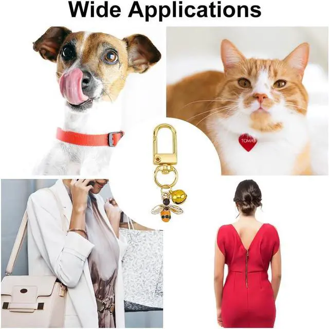 Alt view image 6 of 7 - 12pcs Cat Dog Collar Bells, Enamel Bees Sunflower Bell Charms with Swivel Clasps Alloy Collar Pendant Accessories for Pet Dog Cat Necklace Decoration Training Keychains DIY Crafts