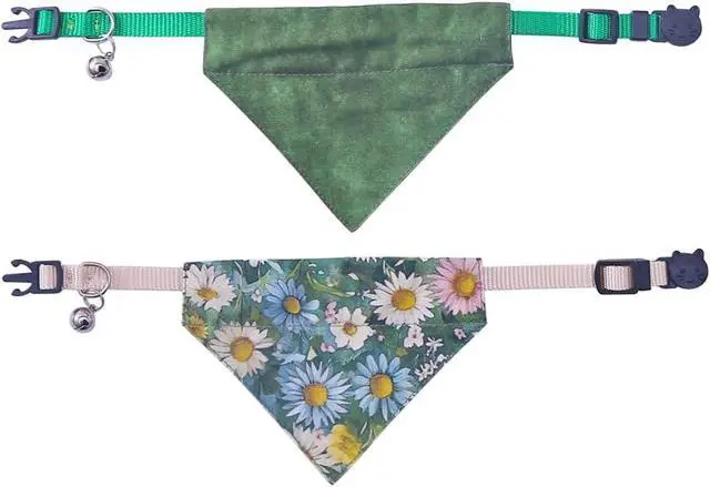 Alt view image 2 of 4 - Cat Collars Breakaway with Bandana Bell Flower Pet Kitten Adjustable