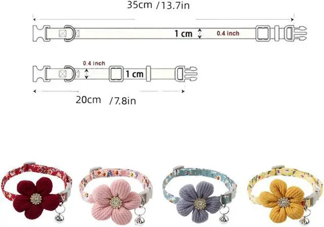 Alt view image 3 of 7 - Pink Puppy Collar with Bell, Girl Dog Collar Cute XS Dog Collar Bells Soft Cat Collars Adjustable for XXS XS Small Tiny Male Kitten Dogs Pet Animal