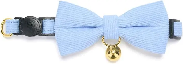 Alt view image 5 of 7 - Breakaway Cat Collar with Bow Tie and Bell Adjustable Soft Corduroy Kitten Collars for Girl Boy Cats