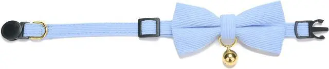 Alt view image 7 of 7 - Breakaway Cat Collar with Bow Tie and Bell Adjustable Soft Corduroy Kitten Collars for Girl Boy Cats
