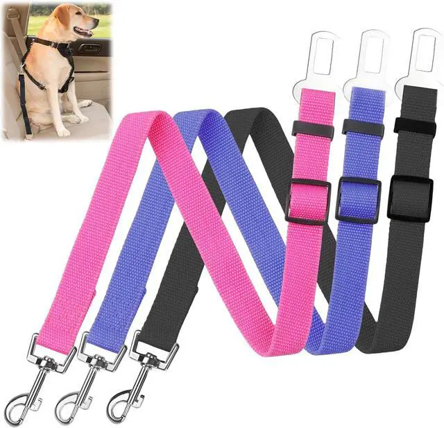Main image of BLMHTWO Dog Seat Belt, 3PCS Adjustable Dog Car Harness Dog Seatbelt Durable Nylon Retractable Pet Seat Belt Dog Accessories Leash Leads Car Vehicle Seatbelt for Dogs Cats and Pets