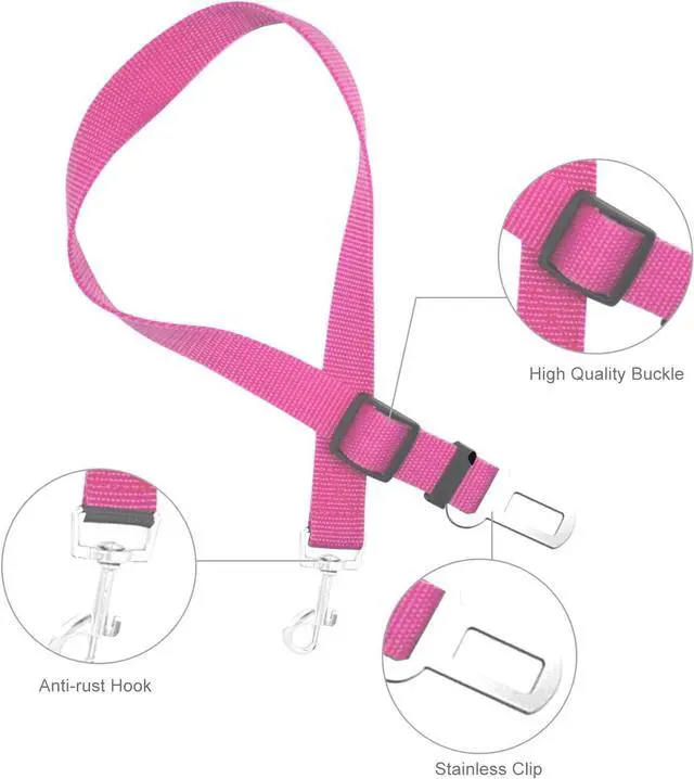 Alt view image 7 of 7 - BLMHTWO Dog Seat Belt, 3PCS Adjustable Dog Car Harness Dog Seatbelt Durable Nylon Retractable Pet Seat Belt Dog Accessories Leash Leads Car Vehicle Seatbelt for Dogs Cats and Pets