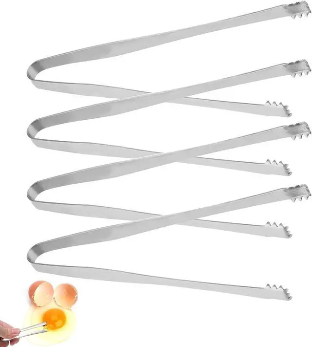 Main image of 4pcs Egg Chalaza Remover Tongs, 5.98 Inch Toothed Stainless Steel Eggshell Fragment Membrane Cracker Separators Multipurpose Kitchen Separation Tool for Food Cooking Pastry Cake Bakers Chefs(Silver)