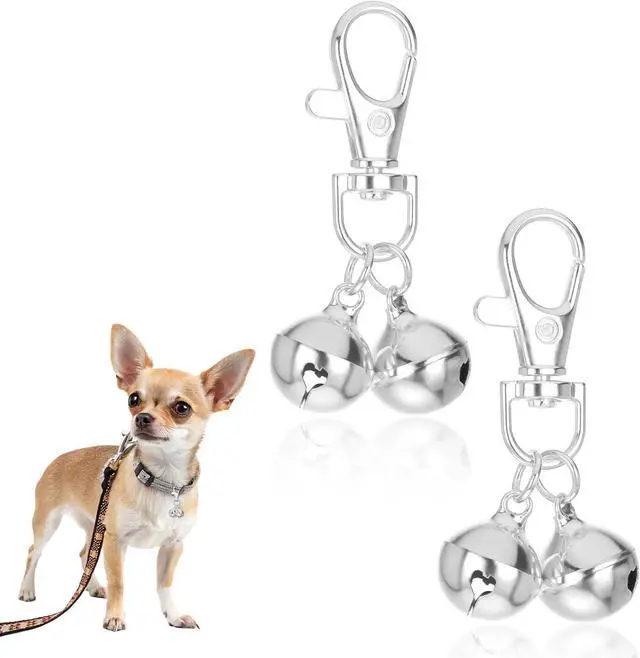 Main image of JJUNW 2 Pcs Mini Dog Collar Bells, Cat Bell, Silver Pet Pendant Accessories for Training, Loud Charms for Dogs and Cats