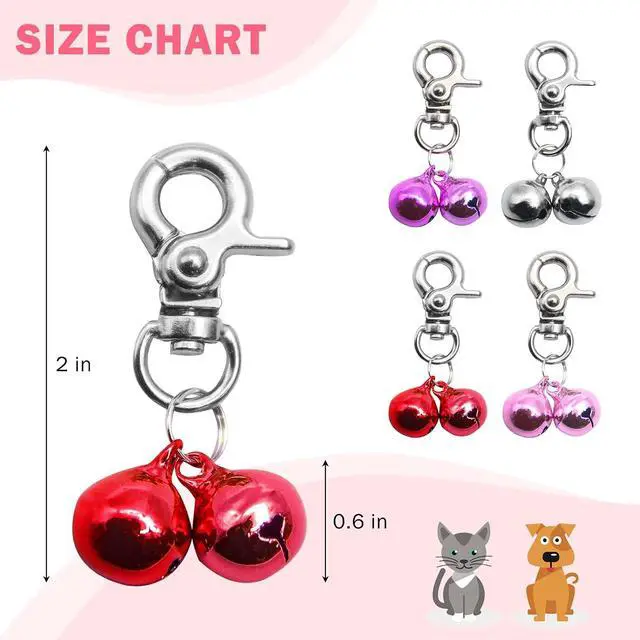Alt view image 6 of 7 - SCENEREAL Bells for Dog Collars - 2 Pack Pet Hanging Ring Bell Accessories for Dog & Cat, Pet Pendant Collar Charm with Heavy Duty Snap Clips, Sliver Bells for Tracking and Training Christmas Gift