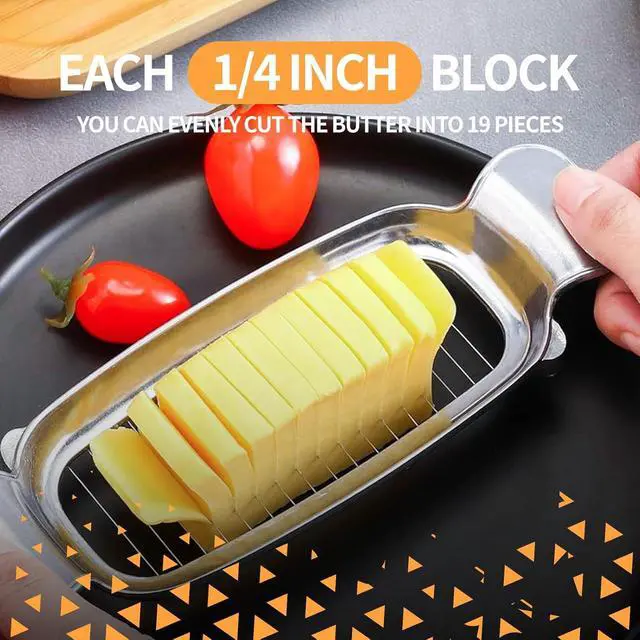 Alt view image 4 of 7 - Butter & Cheese Slice Cutter Stainless Steel Multipurpose Butter and Cheese Cutter Slicer with Ergonomic handle Portable Grip for block cheese, Fruit Baking