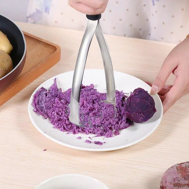 Alt view image 5 of 7 - Joyoldelf Heavy Duty Stainless Steel Potato Masher, Professional Integrated Masher Kitchen Tool & Food Masher/Potato Smasher with Silicone Handle, Perfect for Bean, Vegetable, Fruits, Avocado, Meat