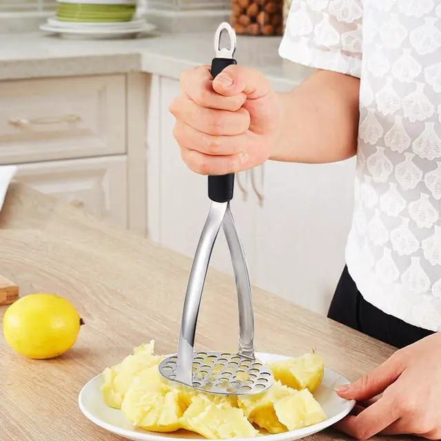 Alt view image 6 of 7 - Joyoldelf Heavy Duty Stainless Steel Potato Masher, Professional Integrated Masher Kitchen Tool & Food Masher/Potato Smasher with Silicone Handle, Perfect for Bean, Vegetable, Fruits, Avocado, Meat