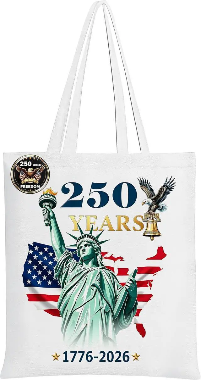 Main image of USA 250th Anniversary Merchandise-Canvas Tote Bag USA 250th Anniversary Bag USA250 Merchandise Gifts Reusable Grocery Bags for Shopping Travel (USA Anniversary)
