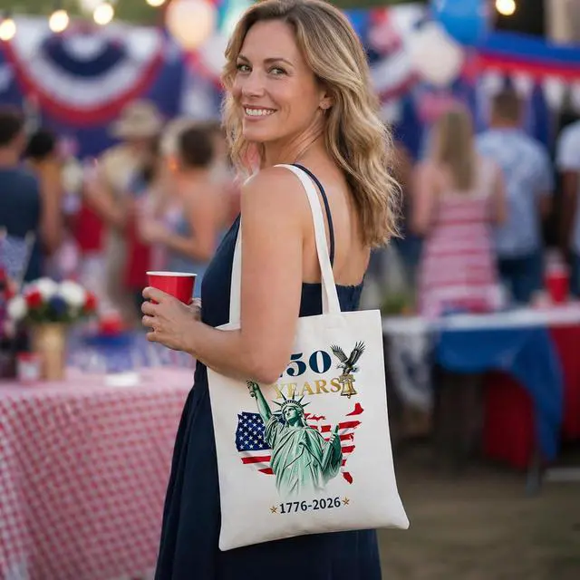Alt view image 2 of 7 - USA 250th Anniversary Merchandise-Canvas Tote Bag USA 250th Anniversary Bag USA250 Merchandise Gifts Reusable Grocery Bags for Shopping Travel (USA Anniversary)