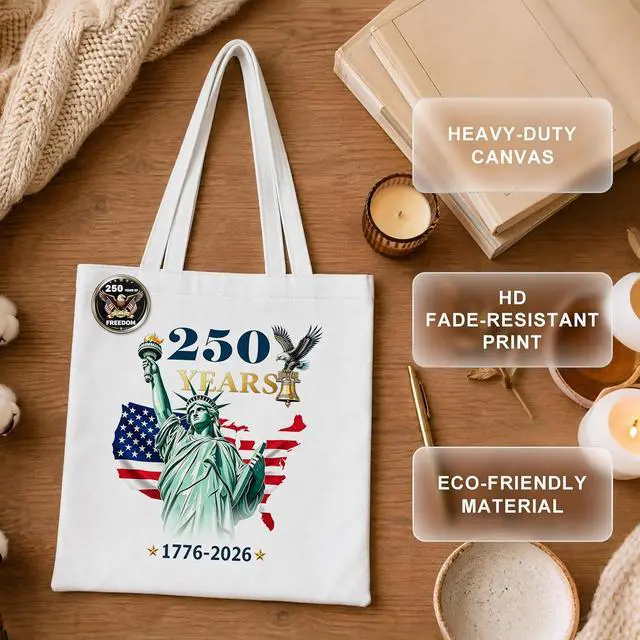Alt view image 6 of 7 - USA 250th Anniversary Merchandise-Canvas Tote Bag USA 250th Anniversary Bag USA250 Merchandise Gifts Reusable Grocery Bags for Shopping Travel (USA Anniversary)