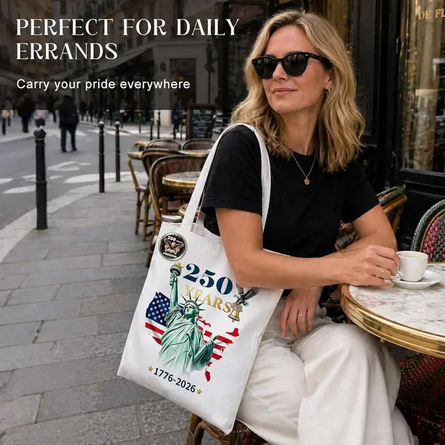 Alt view image 7 of 7 - USA 250th Anniversary Merchandise-Canvas Tote Bag USA 250th Anniversary Bag USA250 Merchandise Gifts Reusable Grocery Bags for Shopping Travel (USA Anniversary)