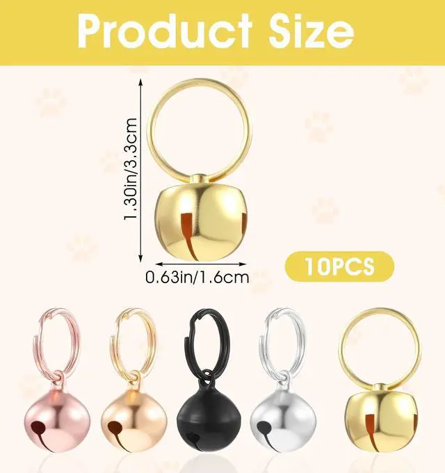 Alt view image 2 of 7 - 10 Pcs Bell for Dog Collar, 1/2 Inch Small Bell for Dog Collar for Puppy Collars, Secure Attachment, Clear Ringing Sound
