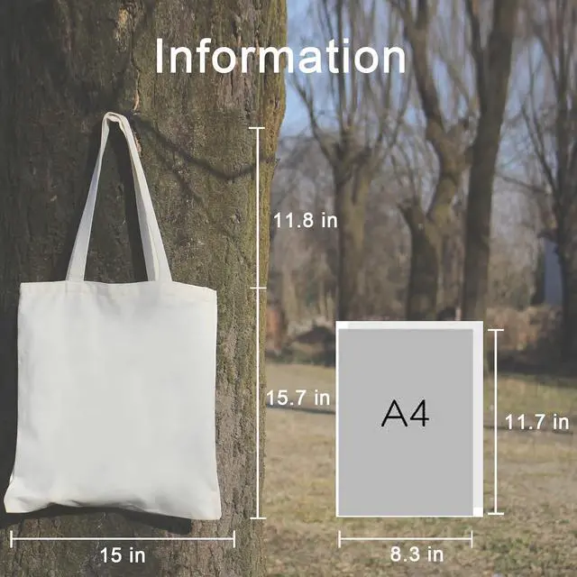 Alt view image 5 of 5 - Canvas Aesthetic Tote Bag with Inner Pockets, Cute Cloth Cotton Tote Bags for Women Graphic Tote Bag for School