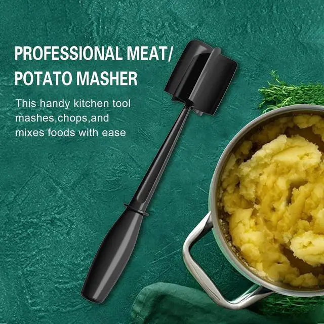 Alt view image 5 of 6 - Meat Chopper, 5 Curve Blades Ground Beef Smasher, Heat Resistant Hamburger Smasher Tool, Nylon Potato Masher Utensil, Ground Meat Chopper, Meat Separator Tool for Hamburger, Non Stick Mix Chopper