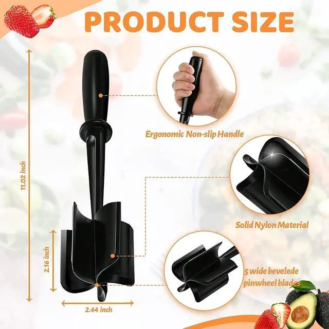 Alt view image 3 of 7 - Meat Chopper, Hamburger Chopper, Potato Masher-Professional Multifunctional Heat Resistant Nylon Ground Beef Smasher Kitchen Tools And Gadgets, Safe For Non-Stick Cookware