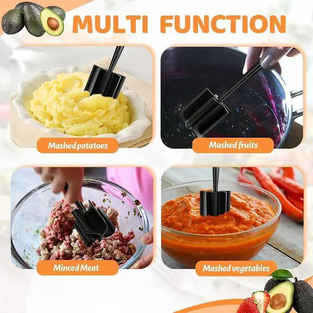 Alt view image 4 of 7 - Meat Chopper, Hamburger Chopper, Potato Masher-Professional Multifunctional Heat Resistant Nylon Ground Beef Smasher Kitchen Tools And Gadgets, Safe For Non-Stick Cookware