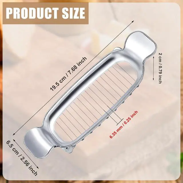 Alt view image 2 of 6 - Stainless Steel Cheese Cutter and Butter Slicer | Multifunctional Kitchen Food Tool for Square Block Cheeses and Butter Stick
