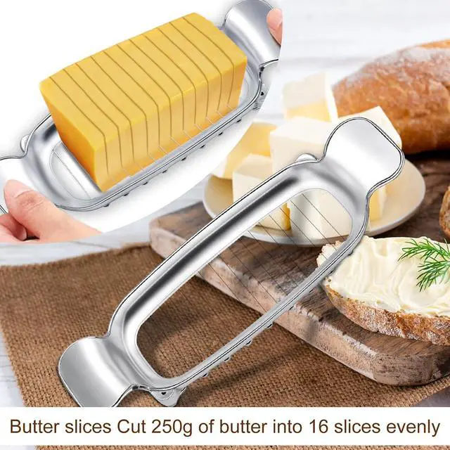 Alt view image 3 of 6 - Stainless Steel Cheese Cutter and Butter Slicer | Multifunctional Kitchen Food Tool for Square Block Cheeses and Butter Stick
