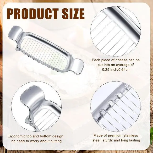 Alt view image 4 of 6 - Stainless Steel Cheese Cutter and Butter Slicer | Multifunctional Kitchen Food Tool for Square Block Cheeses and Butter Stick